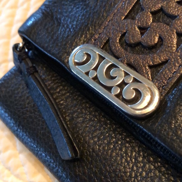 ✨ Brighton Classic soft pebbled leather billfold wallet silver swirl detail - Picture 2 of 9